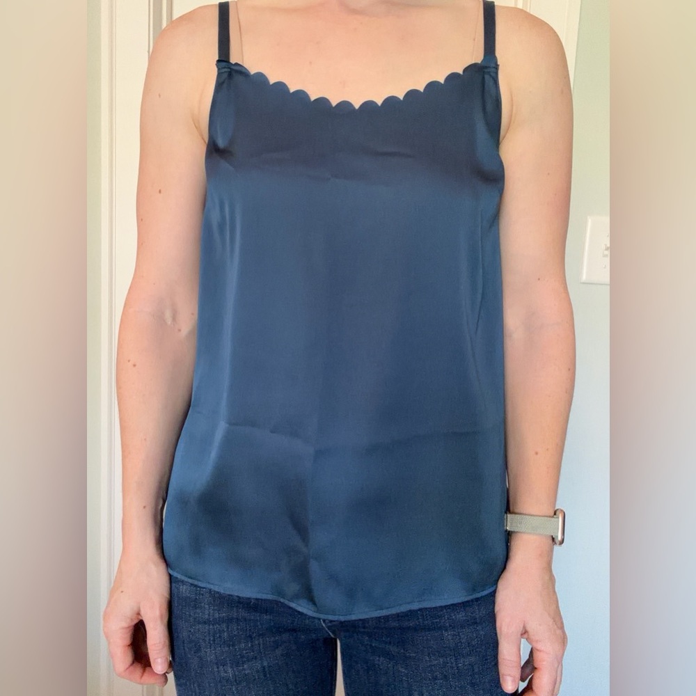 Loft Scalloped Navy Blue Women's Top
